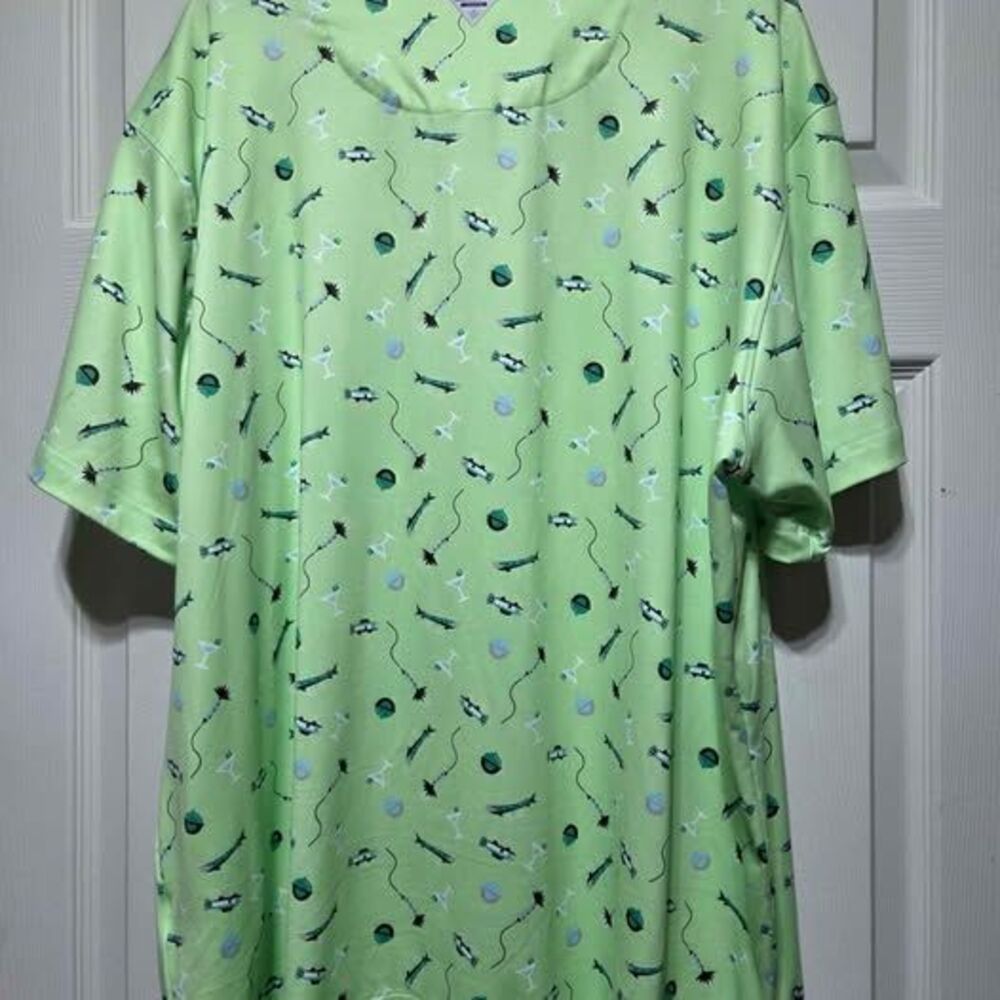 Columbia Men's xxl short sleeve polo light green fishing print new with tags - Picture 4 of 4